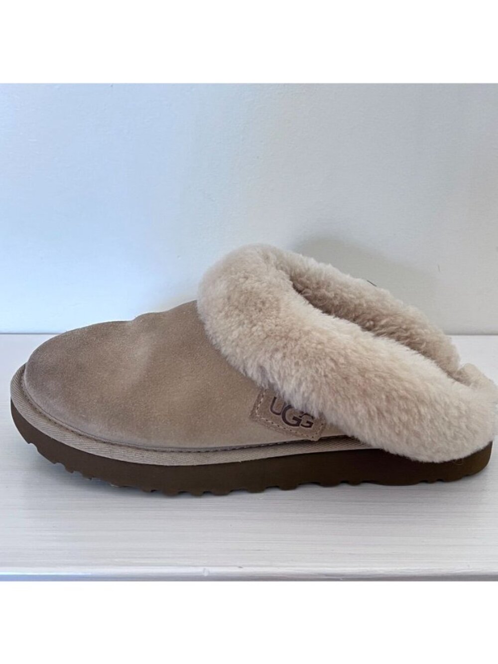 Uggs Womens Sz 6 Coquette Slip on Slippers Chestnut Suede Shearling Lining Cozy - Picture 4 of 14